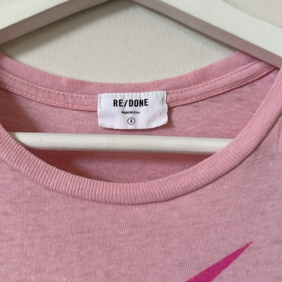 Re/Done Lightning Bolt Pink Graphic Cotton Tee Shirt Size S - Picture 4 of 5